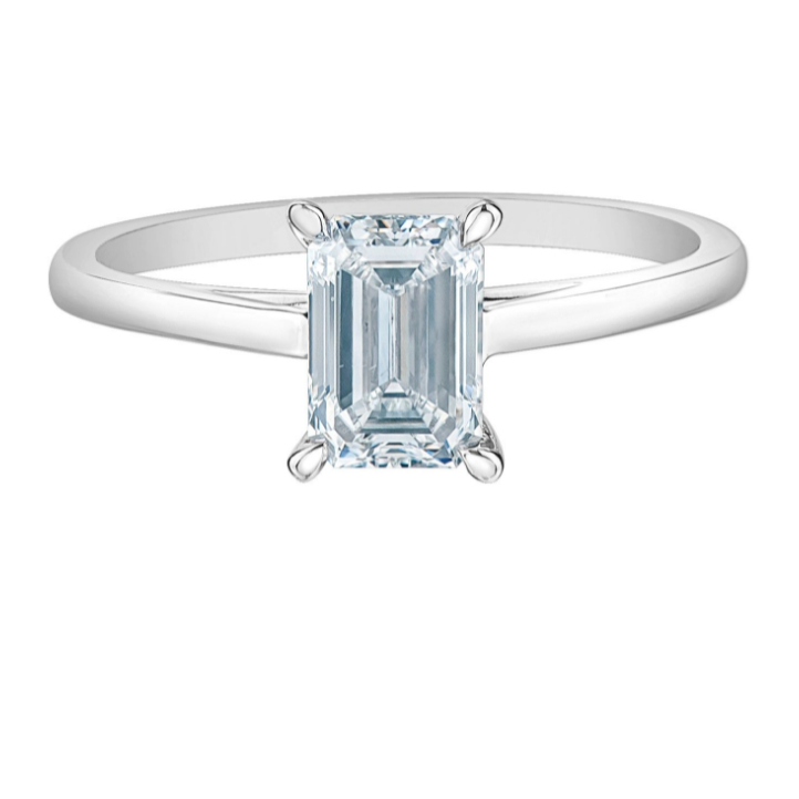 diamondevolution R10155WG/100 The classic solitaire gets a touch of fancy with this interpretation, a gorgeous emerald-cut lab-gro