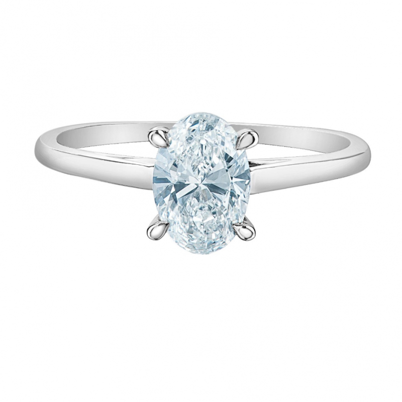 diamondevolution R10157WG/100 Simply stylish, this beautiful engagement ring features the brilliance of an oval-cut lab-gown diamo