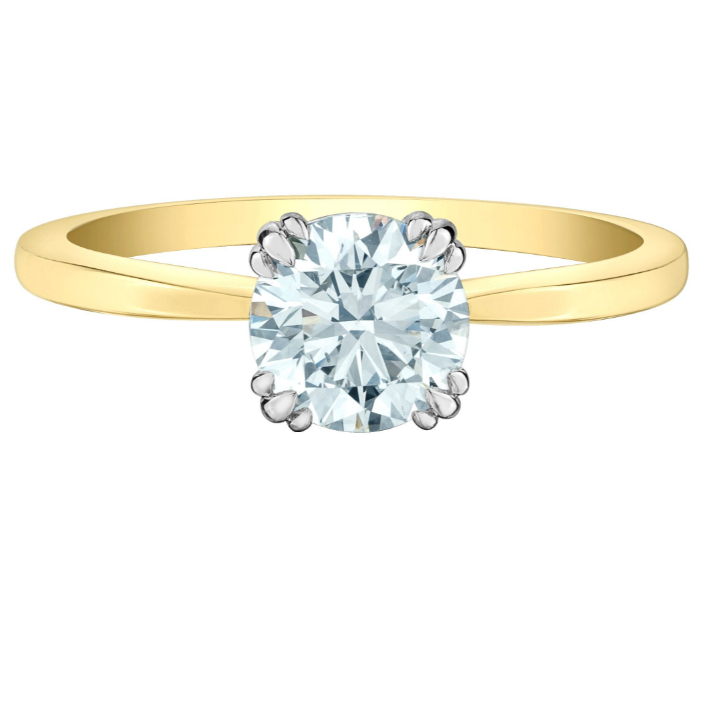 diamondevolution R10159YW/100 Simply stylish, this beautiful engagement ring features the fire of a round brilliant-cut lab-gown d