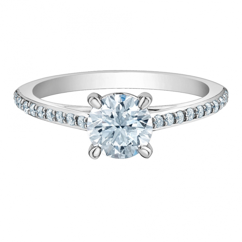 diamondevolution R31137WG/120 A single row of twinkling lab-grown diamonds sparkle along the shank of this gorgeous engagement rin