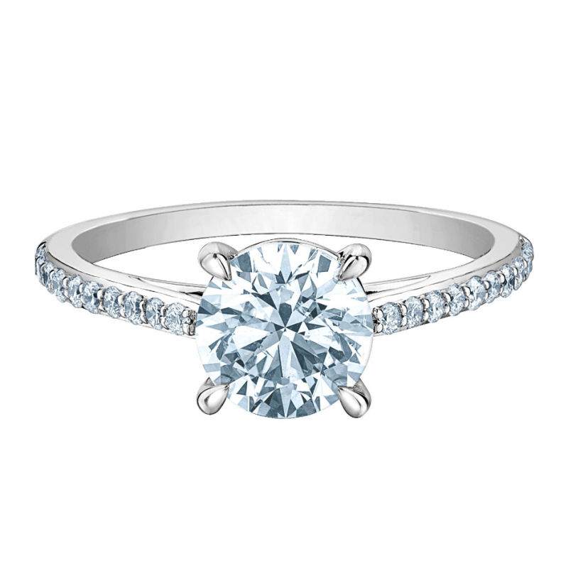 diamondevolution R31137WG/170 A single row of twinkling lab-grown diamonds sparkle along the shank of this gorgeous engagement rin