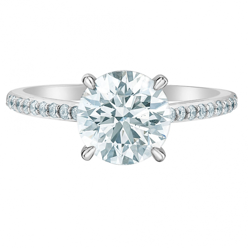 diamondevolution R31137WG/220 A single row of twinkling lab-grown diamonds sparkle along the shank of this gorgeous engagement rin