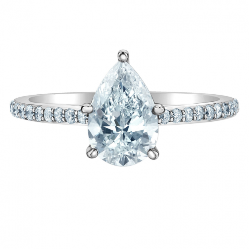 diamondevolution R31154WG/170 A single row of twinkling lab-grown diamonds sparkle along the shank of this gorgeous engagement rin