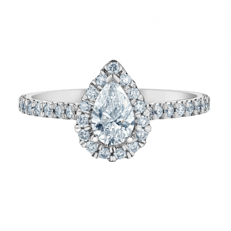 diamondevolution R31164WG/85 Crafted in 14kt white Canadian Certified Gold, this exquisite engagement ring scintillates with a go