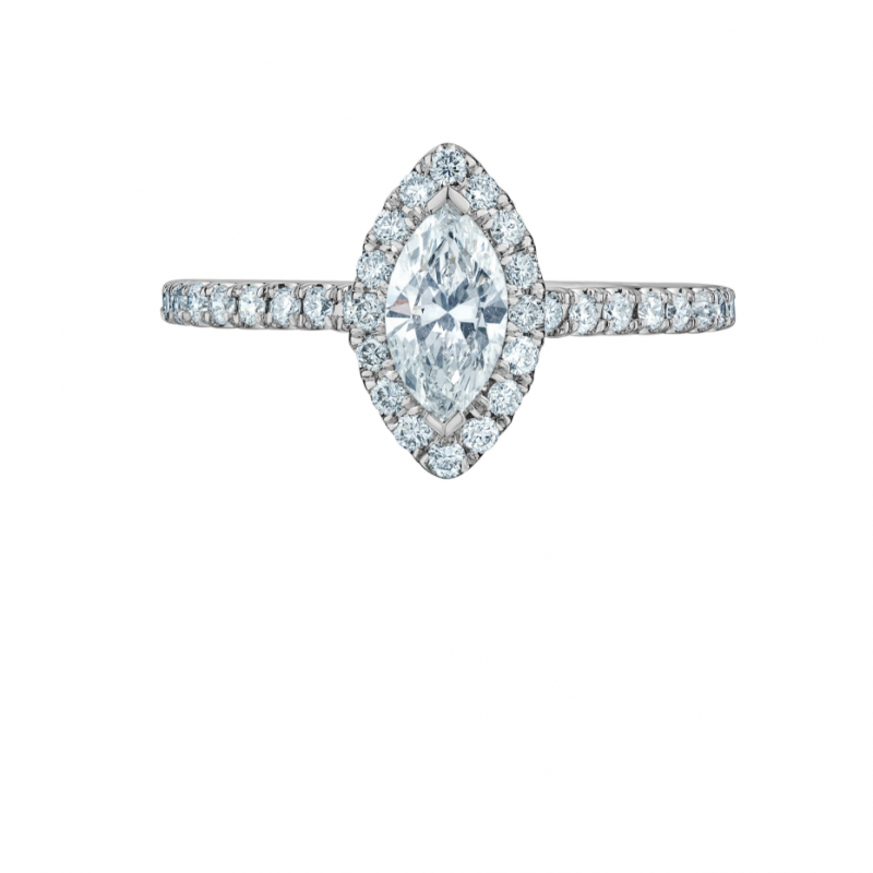 diamondevolution R31167WG/85 Crafted in 14kt white Canadian Certified Gold, this exquisite engagement ring scintillates with a go